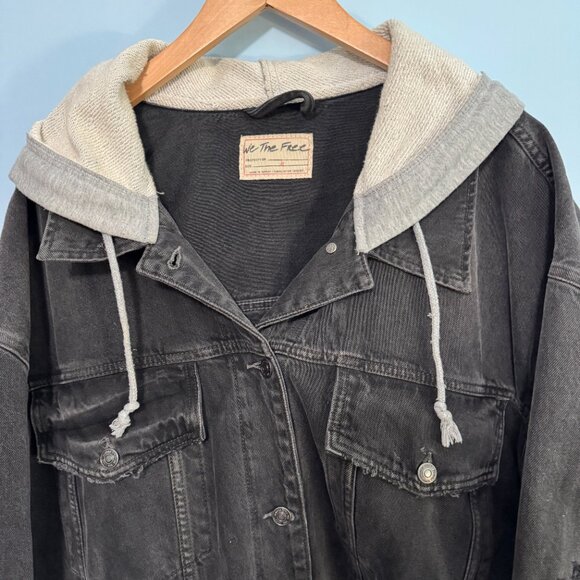 Free People Distressed Jean Jacket * XL * We The Free - Picture 3 of 13